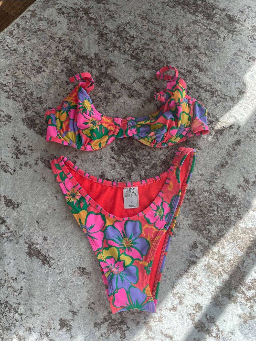 Vibrant Floral Bikini Set in Hot Pink & Multi